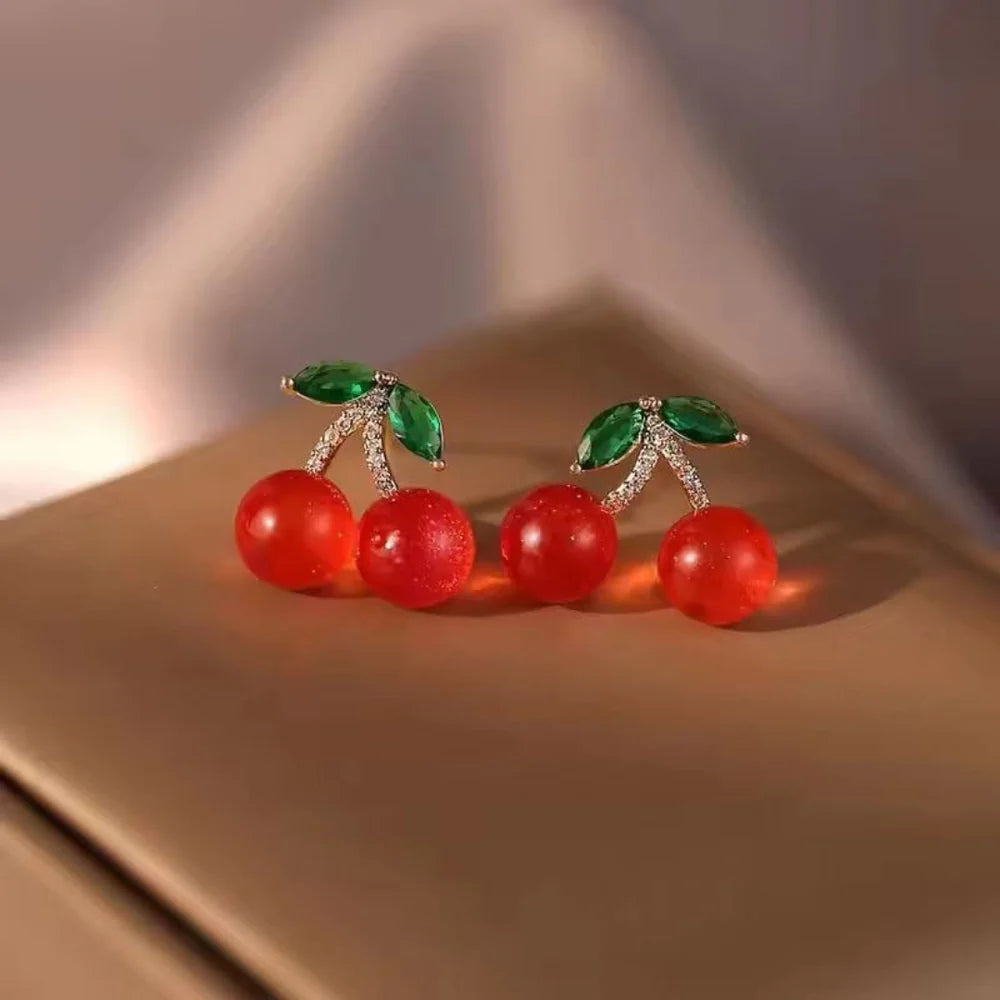 Ruby Cherry Studs Earrings