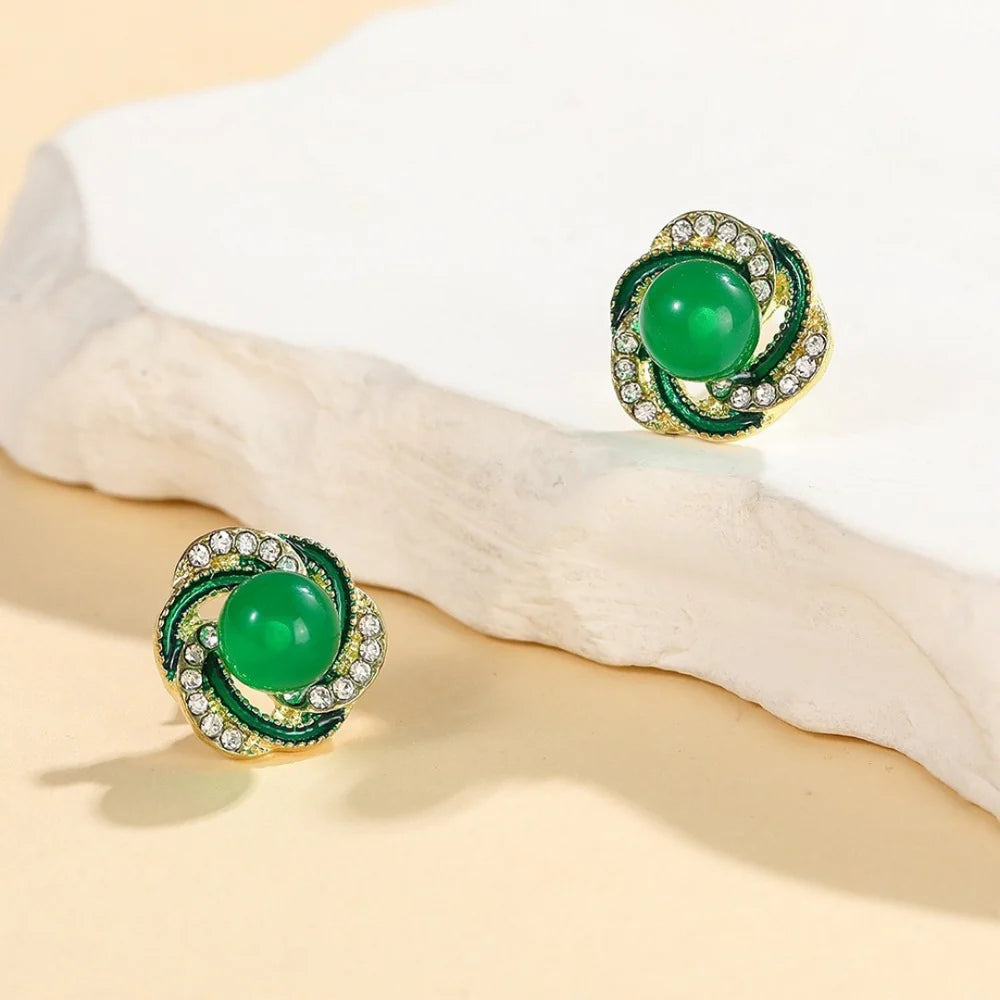 Emerald Bloom Studs Earrings