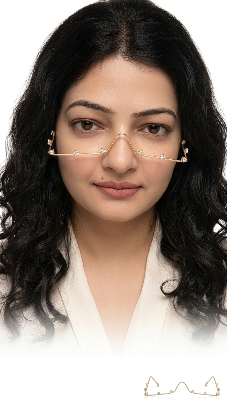 Sushilaa Gold Plated Half Rim Square Fashion Facelet Frame
