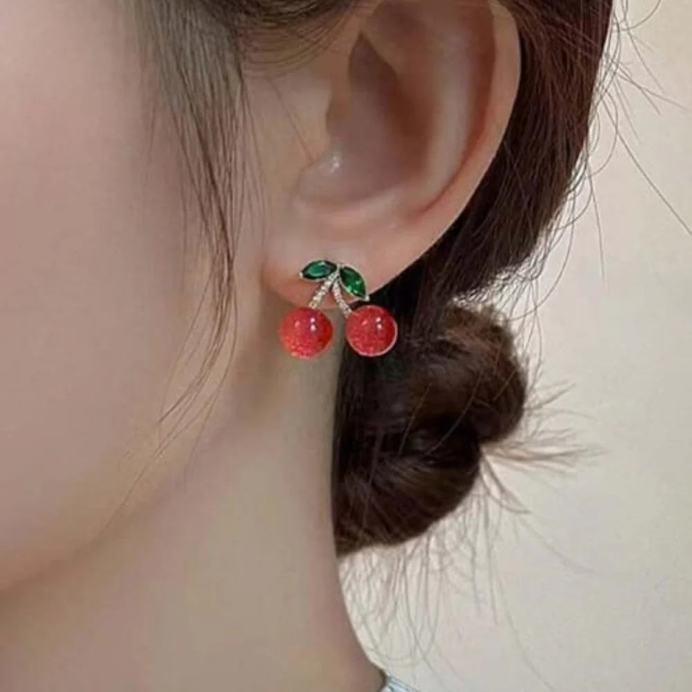 Ruby Cherry Studs Earrings