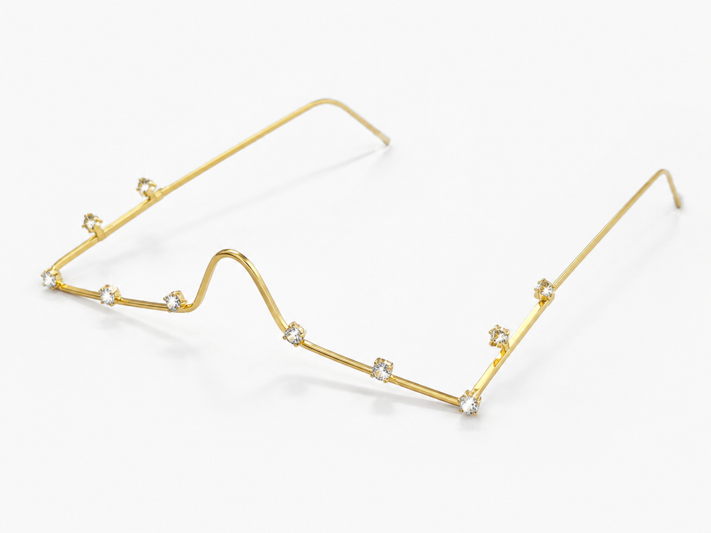 Sushilaa Gold Plated Half Rim Square Fashion Facelet Frame