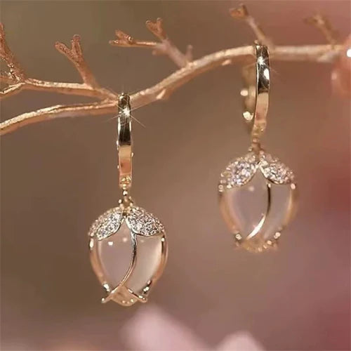 Graceful Tulip Opal Drops Earrings