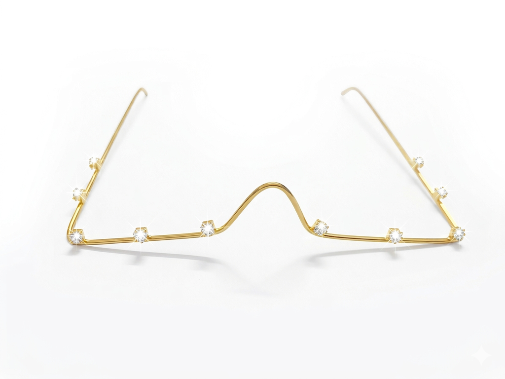 Sushilaa Gold Plated Half Rim Square Fashion Facelet Frame