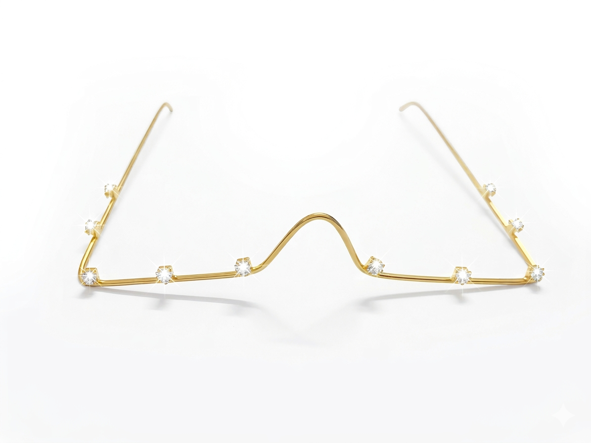 Sushilaa Gold Plated Half Rim Square Fashion Facelet Frame