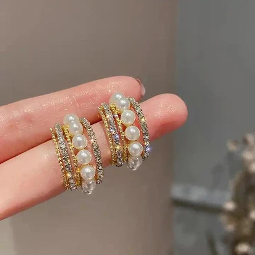 Royal Pearl Hoops Earring