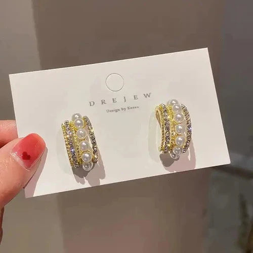 Royal Pearl Hoops Earring