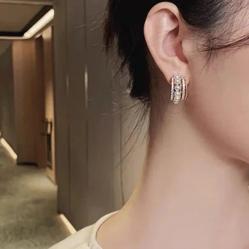 Royal Pearl Hoops Earring