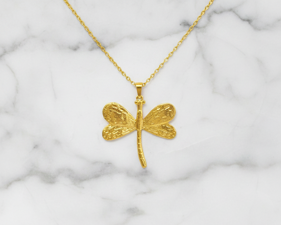 Dragonfly Gold Pendant Necklace for Women